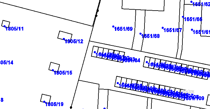 Parcela st. 1651/81 v KÚ Hloubětín, Katastrální mapa