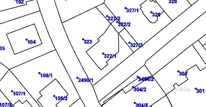 Parcela st. 322/1 v KÚ Hloubětín, Katastrální mapa