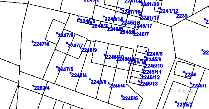 Parcela st. 2246/10 v KÚ Hloubětín, Katastrální mapa