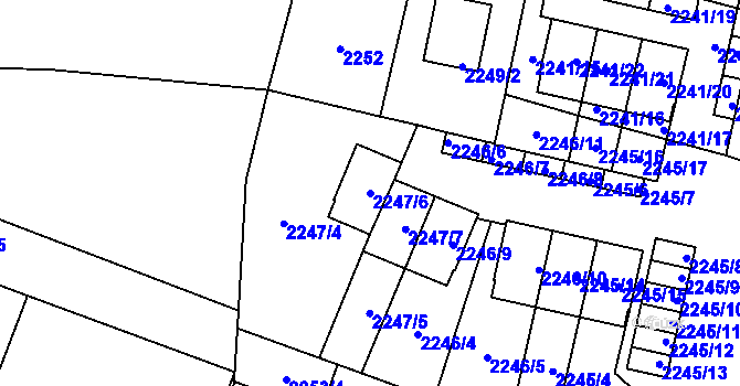 Parcela st. 2247/6 v KÚ Hloubětín, Katastrální mapa
