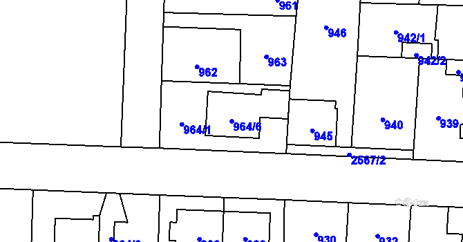 Parcela st. 964/6 v KÚ Hloubětín, Katastrální mapa
