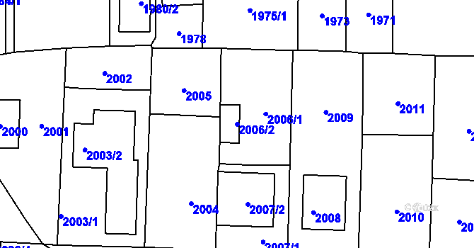 Parcela st. 2006/2 v KÚ Hloubětín, Katastrální mapa