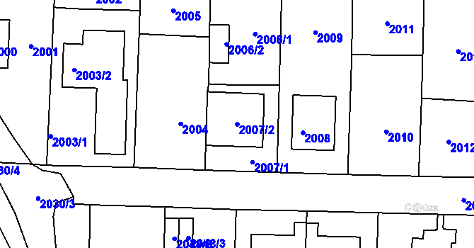 Parcela st. 2007/2 v KÚ Hloubětín, Katastrální mapa