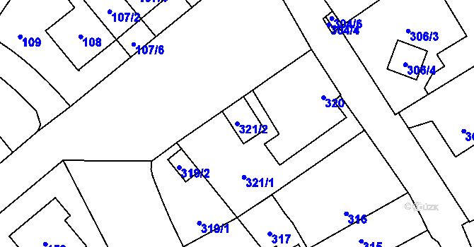 Parcela st. 321/2 v KÚ Hloubětín, Katastrální mapa