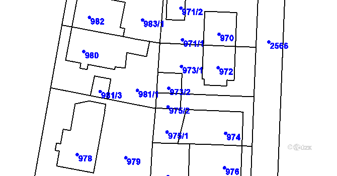 Parcela st. 973/2 v KÚ Hloubětín, Katastrální mapa