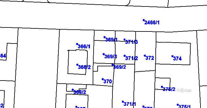 Parcela st. 369/3 v KÚ Hloubětín, Katastrální mapa