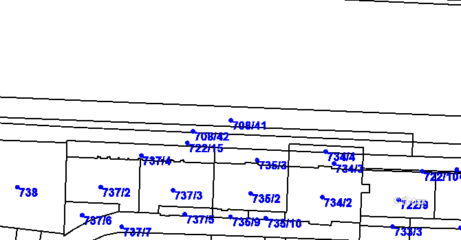 Parcela st. 708/41 v KÚ Hloubětín, Katastrální mapa