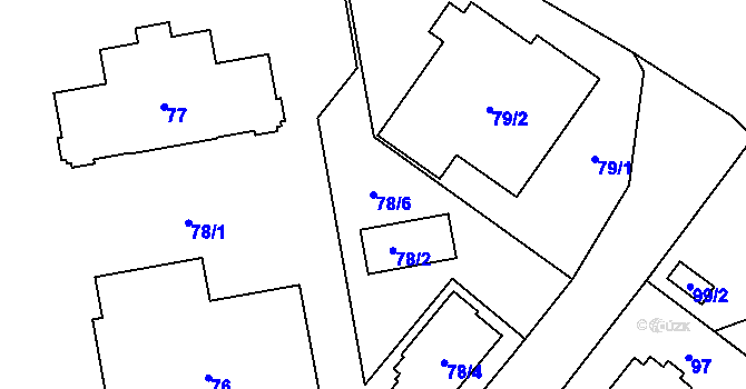 Parcela st. 78/6 v KÚ Hloubětín, Katastrální mapa