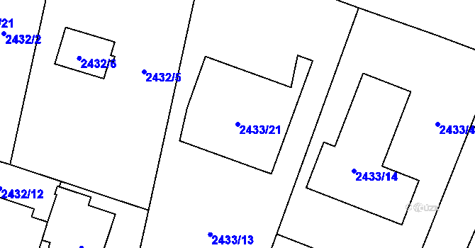 Parcela st. 2433/21 v KÚ Hloubětín, Katastrální mapa