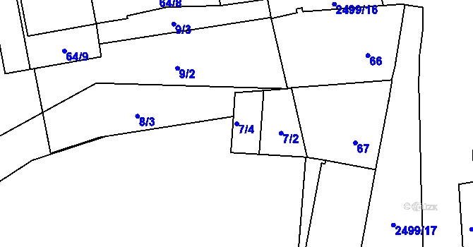Parcela st. 7/4 v KÚ Hloubětín, Katastrální mapa