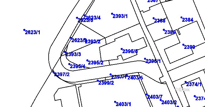 Parcela st. 2395/6 v KÚ Hloubětín, Katastrální mapa