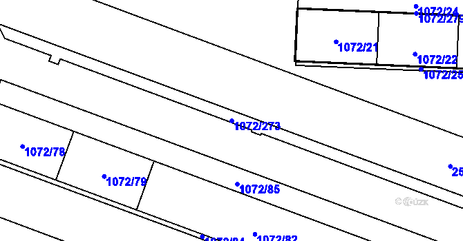 Parcela st. 1072/273 v KÚ Hloubětín, Katastrální mapa