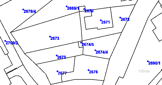 Parcela st. 2674/5 v KÚ Hloubětín, Katastrální mapa