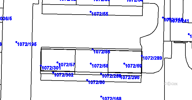 Parcela st. 1072/286 v KÚ Hloubětín, Katastrální mapa