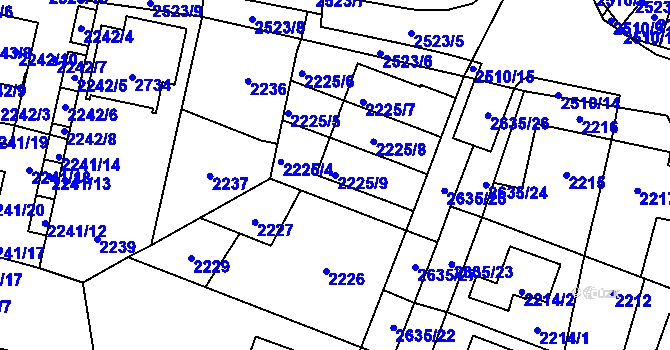 Parcela st. 2225/9 v KÚ Hloubětín, Katastrální mapa