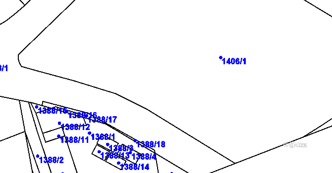 Parcela st. 1406/118 v KÚ Vysočany, Katastrální mapa