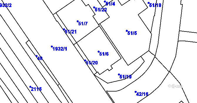 Parcela st. 51/6 v KÚ Vysočany, Katastrální mapa