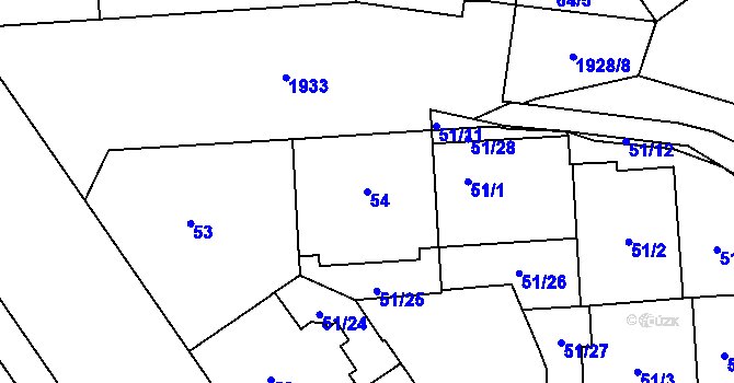 Parcela st. 54 v KÚ Vysočany, Katastrální mapa