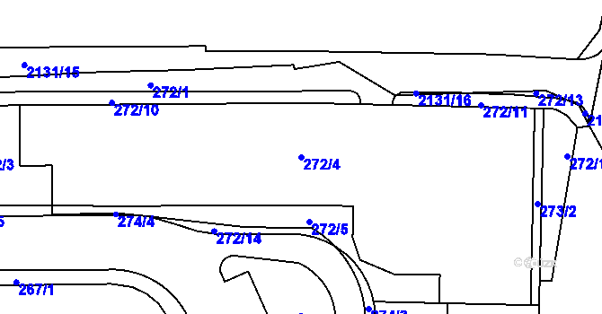 Parcela st. 272/4 v KÚ Vysočany, Katastrální mapa