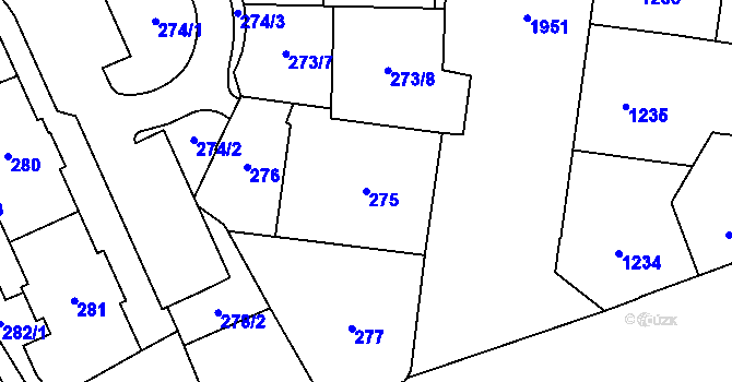 Parcela st. 275 v KÚ Vysočany, Katastrální mapa