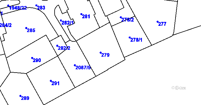Parcela st. 279 v KÚ Vysočany, Katastrální mapa