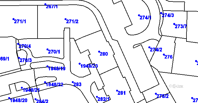 Parcela st. 280 v KÚ Vysočany, Katastrální mapa