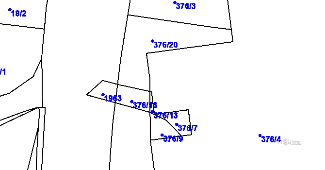 Parcela st. 376/8 v KÚ Vysočany, Katastrální mapa