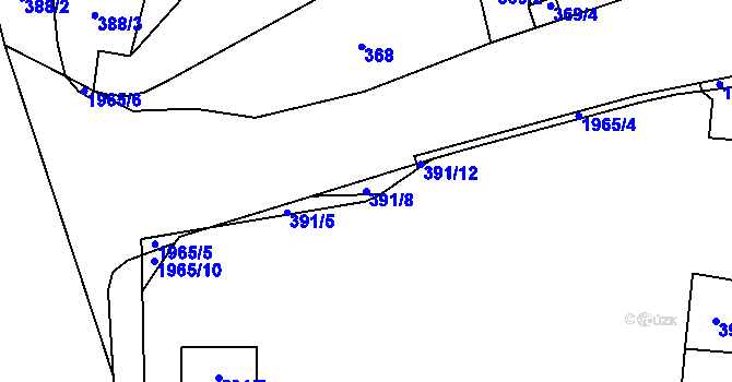 Parcela st. 391/8 v KÚ Vysočany, Katastrální mapa