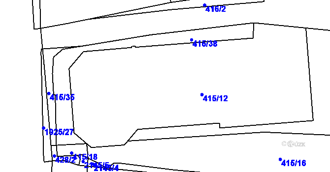 Parcela st. 415/12 v KÚ Vysočany, Katastrální mapa