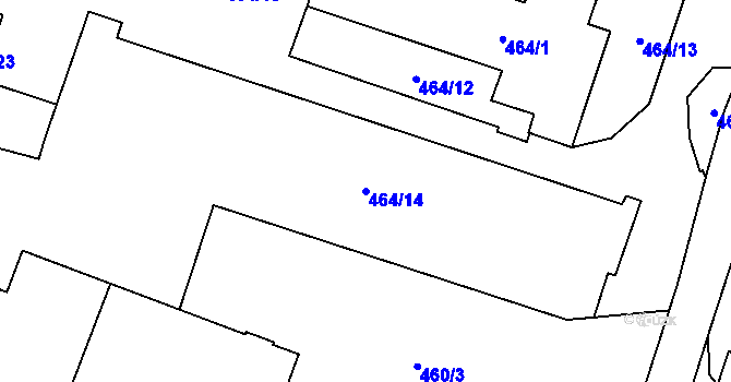Parcela st. 464/14 v KÚ Vysočany, Katastrální mapa