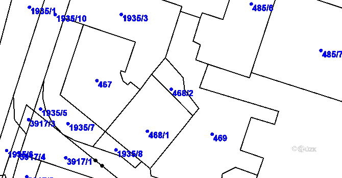 Parcela st. 468/2 v KÚ Vysočany, Katastrální mapa