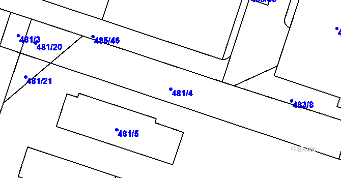Parcela st. 481/4 v KÚ Vysočany, Katastrální mapa