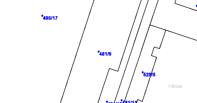 Parcela st. 481/9 v KÚ Vysočany, Katastrální mapa