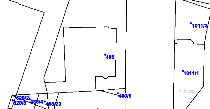 Parcela st. 486 v KÚ Vysočany, Katastrální mapa