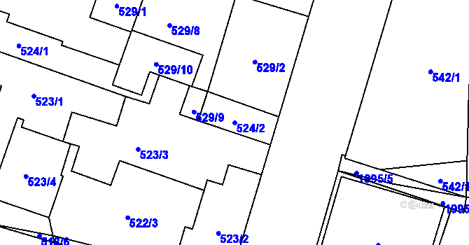 Parcela st. 524/2 v KÚ Vysočany, Katastrální mapa
