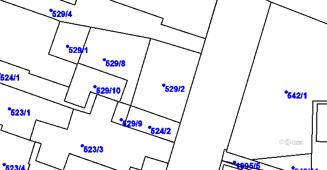 Parcela st. 529/2 v KÚ Vysočany, Katastrální mapa