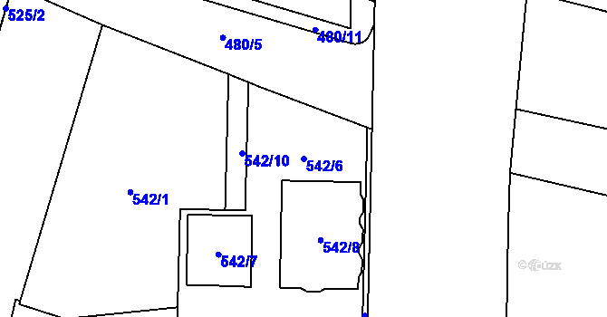 Parcela st. 542/6 v KÚ Vysočany, Katastrální mapa
