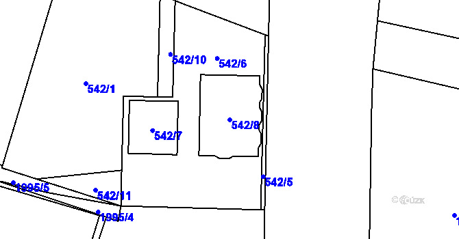 Parcela st. 542/8 v KÚ Vysočany, Katastrální mapa