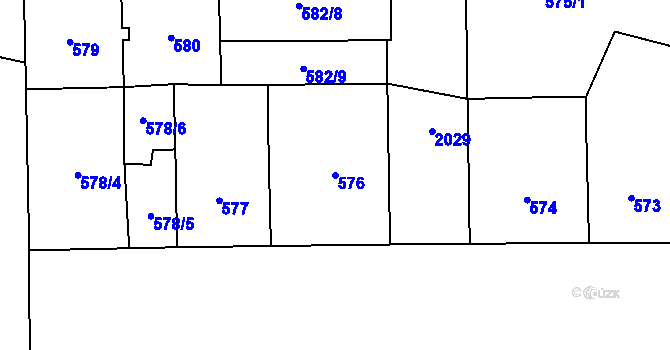 Parcela st. 576 v KÚ Vysočany, Katastrální mapa