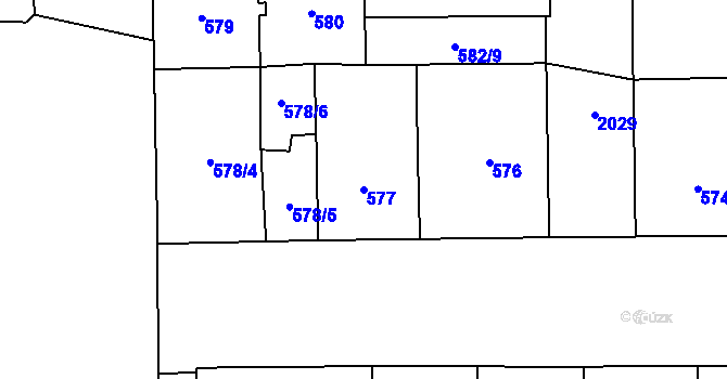 Parcela st. 577 v KÚ Vysočany, Katastrální mapa