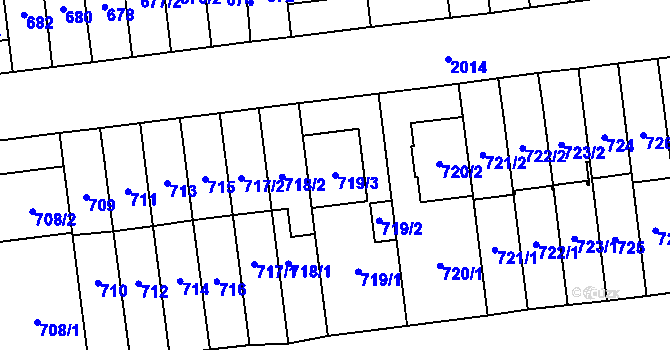 Parcela st. 719/3 v KÚ Vysočany, Katastrální mapa