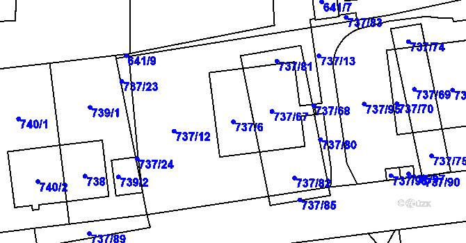 Parcela st. 737/6 v KÚ Vysočany, Katastrální mapa