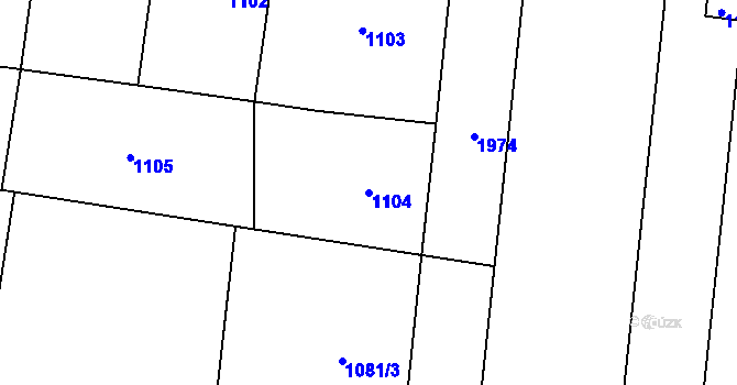 Parcela st. 1104 v KÚ Vysočany, Katastrální mapa