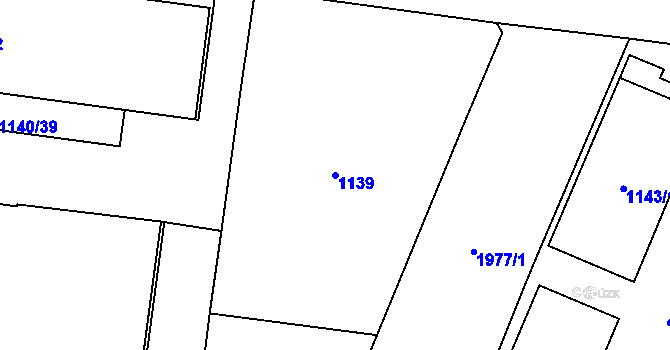 Parcela st. 1139 v KÚ Vysočany, Katastrální mapa