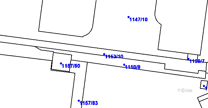Parcela st. 1153/10 v KÚ Vysočany, Katastrální mapa