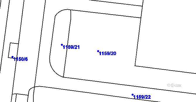 Parcela st. 1159/20 v KÚ Vysočany, Katastrální mapa