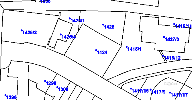 Parcela st. 1424 v KÚ Vysočany, Katastrální mapa