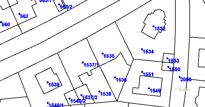 Parcela st. 1535 v KÚ Vysočany, Katastrální mapa