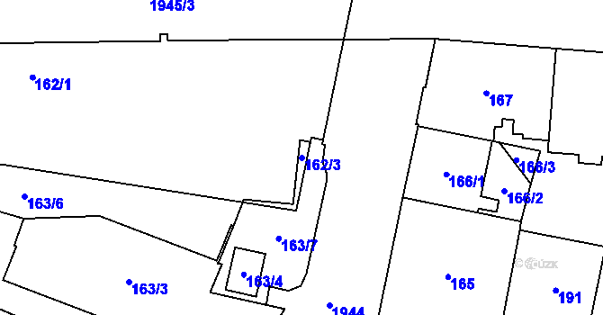 Parcela st. 162/3 v KÚ Vysočany, Katastrální mapa