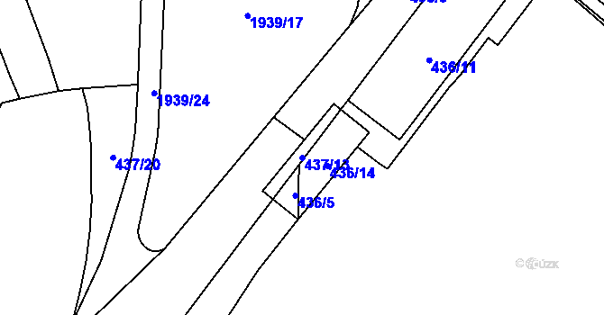 Parcela st. 437/13 v KÚ Vysočany, Katastrální mapa